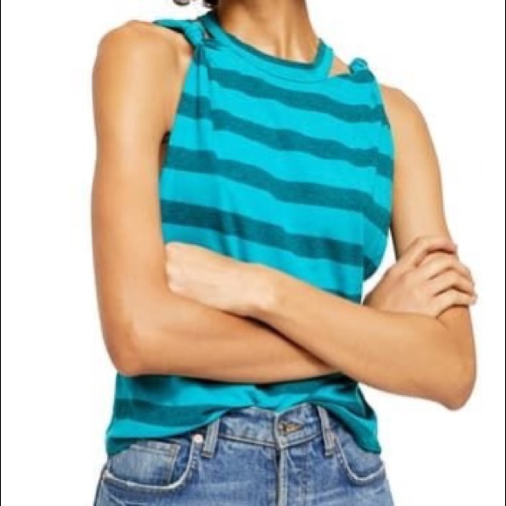 Free people The‎ knotted Twist Stripe Tank cut out